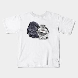 Blue and Joy | Holland Lop Rabbit Couple | Bunniesmee Kids T-Shirt